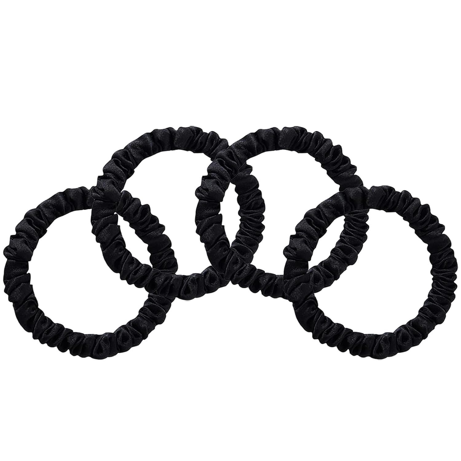 22 Momme Silk Hair Ties, 4 Pack, Black
