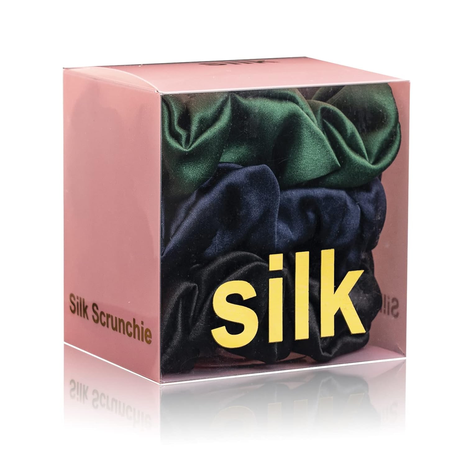 22 Momme Mulberry Silk Scrunchies 3 Pack (Black, Navy, Emerald)