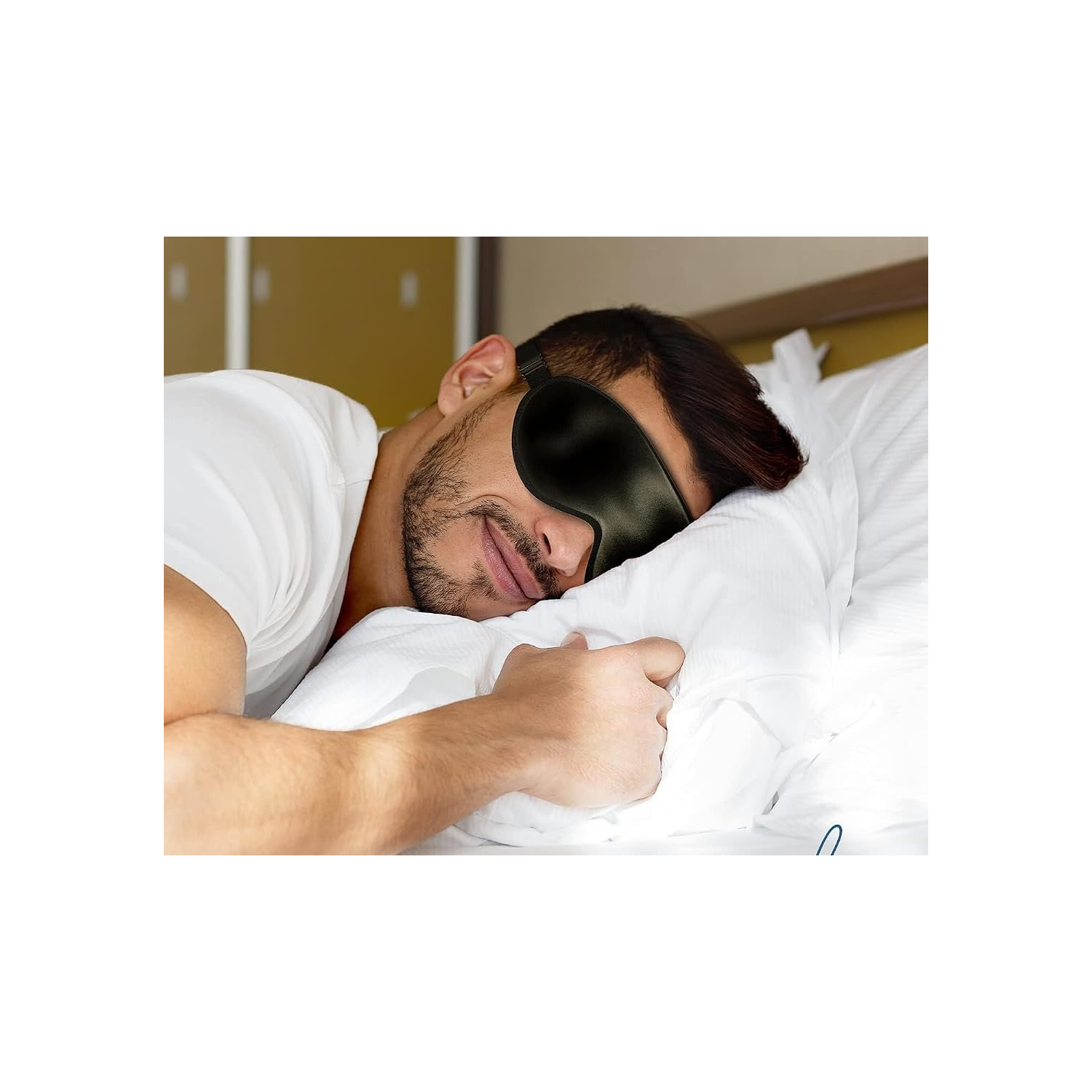 Black Silk Sleep Mask with Adjustable Strap