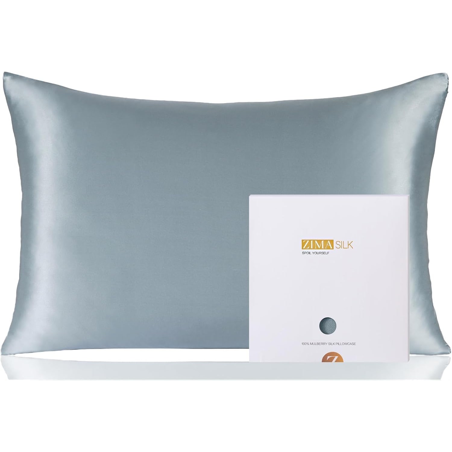 Dusty Blue Mulberry Silk Pillowcase, Queen