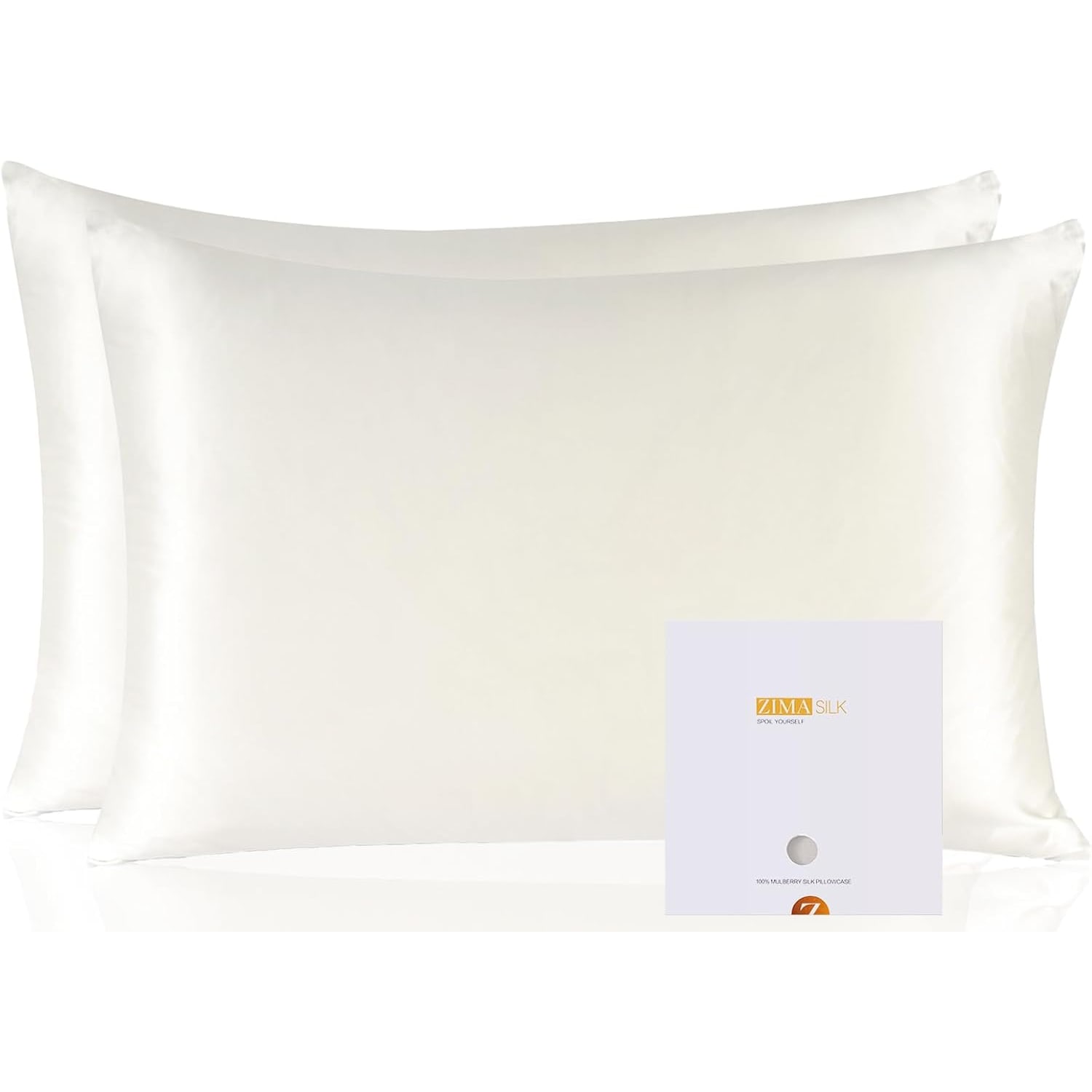 Ivory 19 Momme Mulberry Silk Pillowcases, Queen 20 x 30 in, 2 Pack