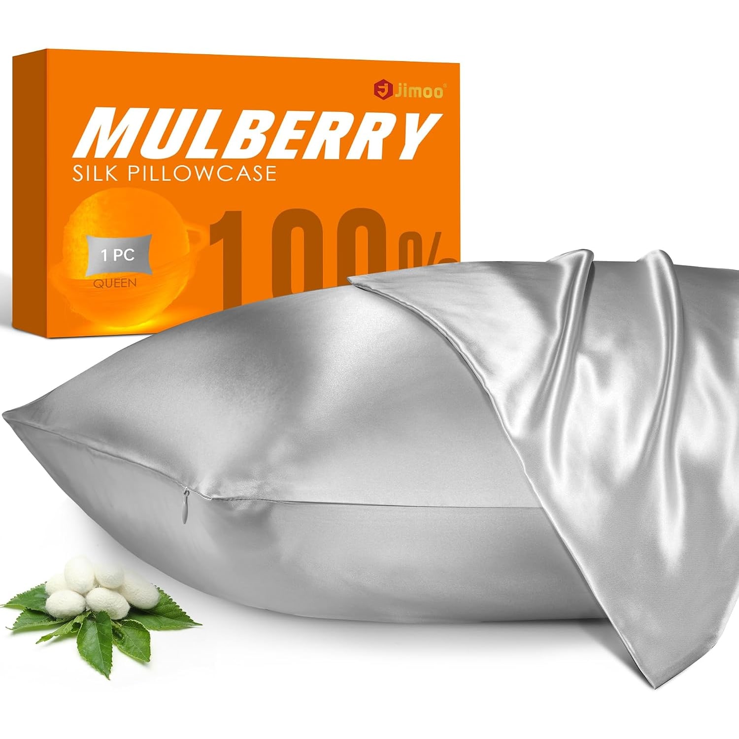 Silver Gray 22 Momme Mulberry Silk Pillowcase, Standard