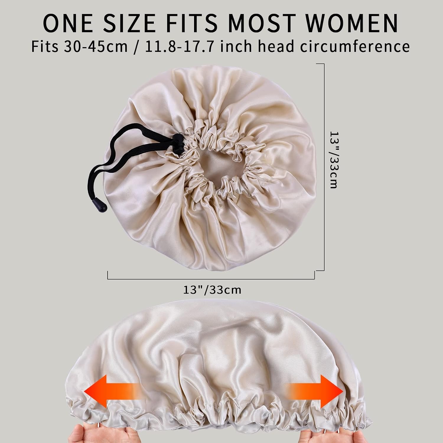Beige 22 Momme Mulberry Silk Bonnet with Scrunchie: image 3