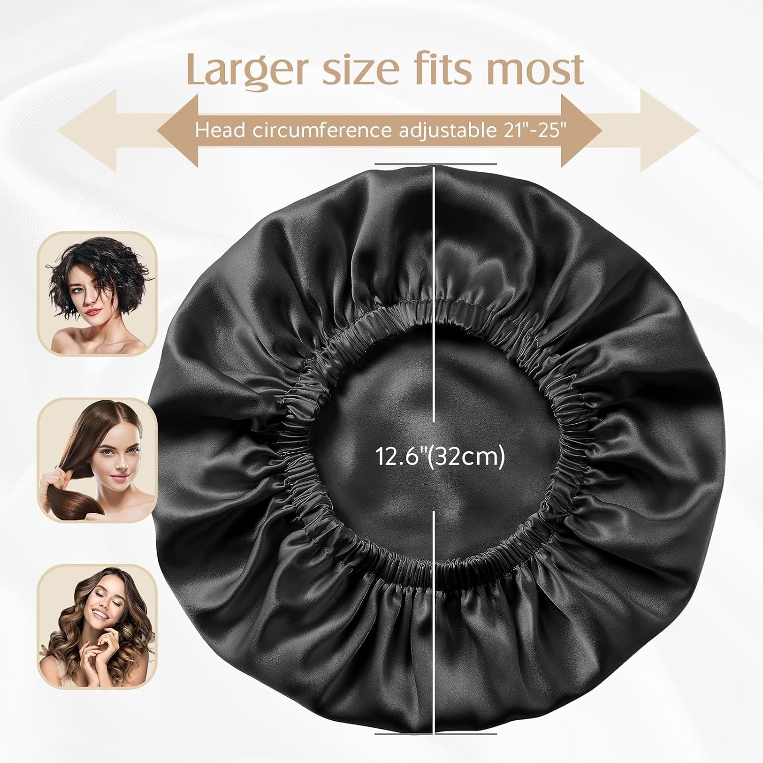 Black Double Layer 22 Momme Mulberry Silk Bonnet: image 4