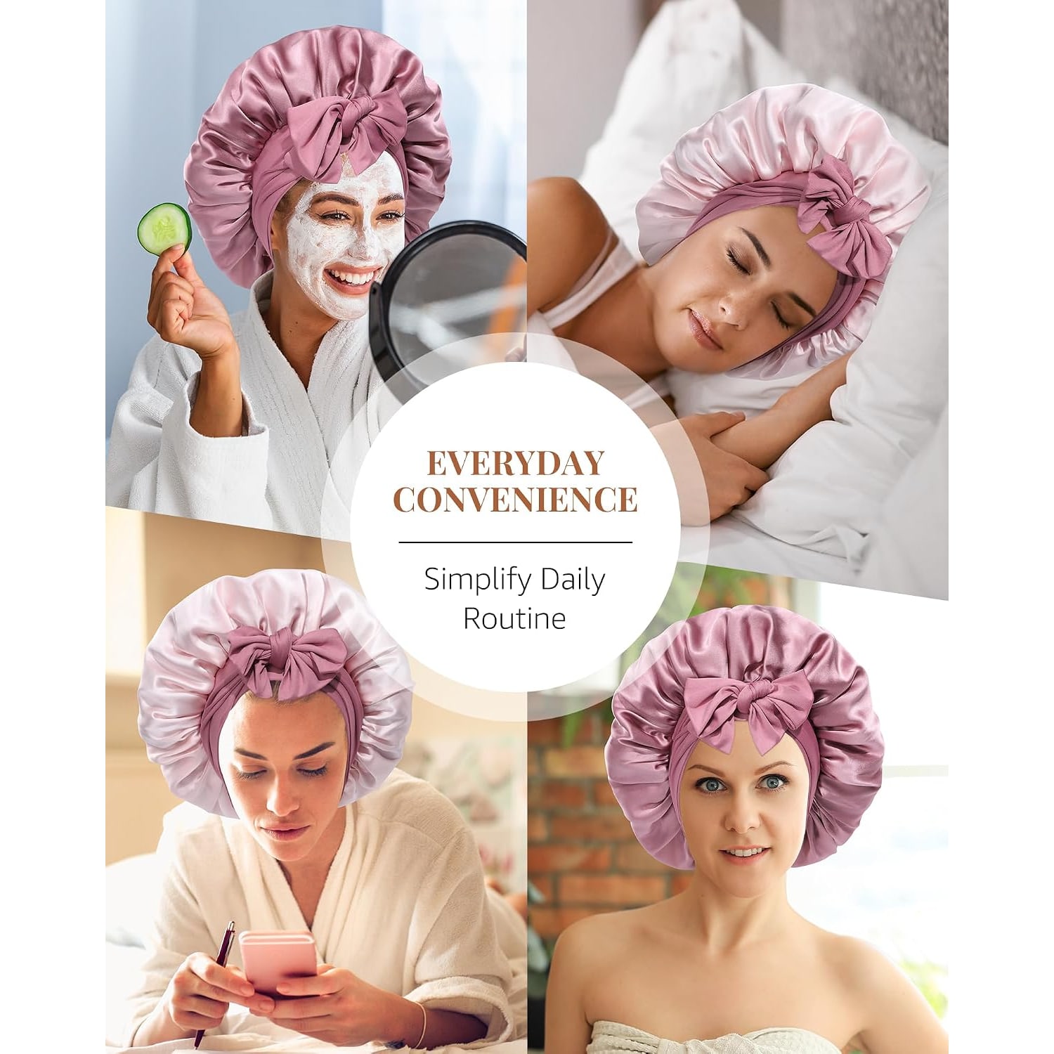 Dusty Rose 19 Momme Mulberry Silk Sleep Bonnet: image 3