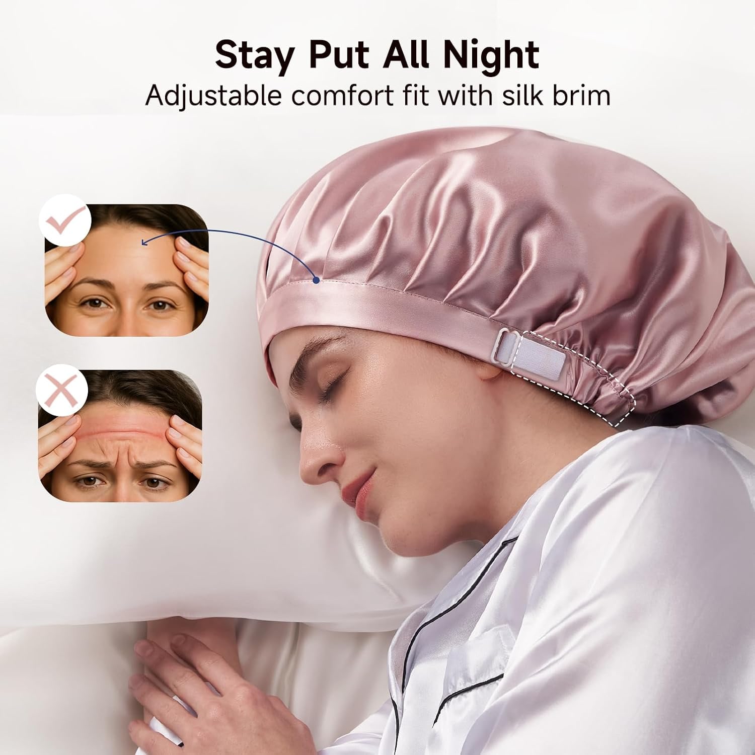 Pink 22 Momme Large Double Layer Silk Bonnet: image 2