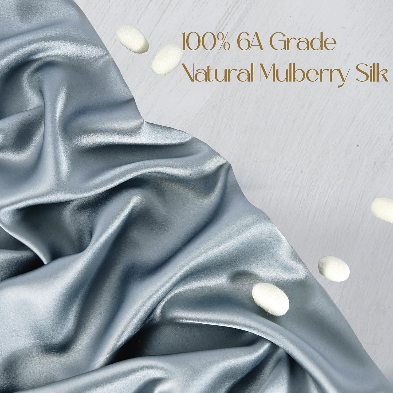 Dusty Blue Mulberry Silk Pillowcase, Queen