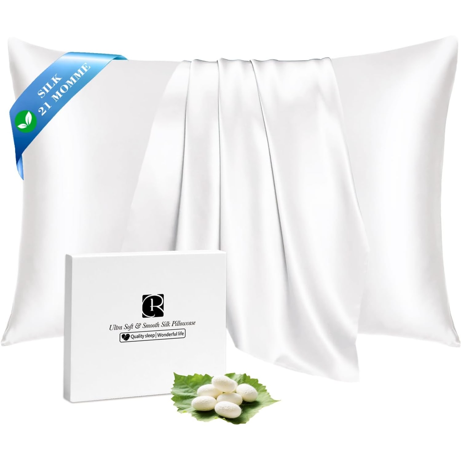Ivory 21 Momme Mulberry Silk Pillowcase, Standard