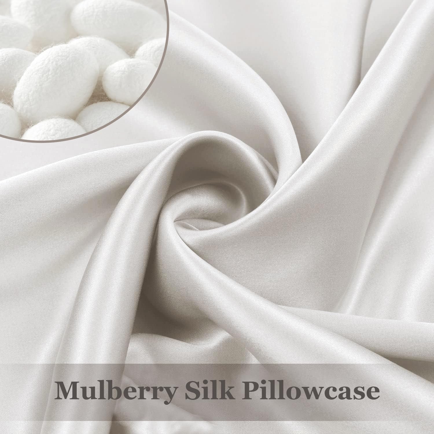 Ivory 22 Momme Mulberry Silk Pillowcase, Standard: image 2