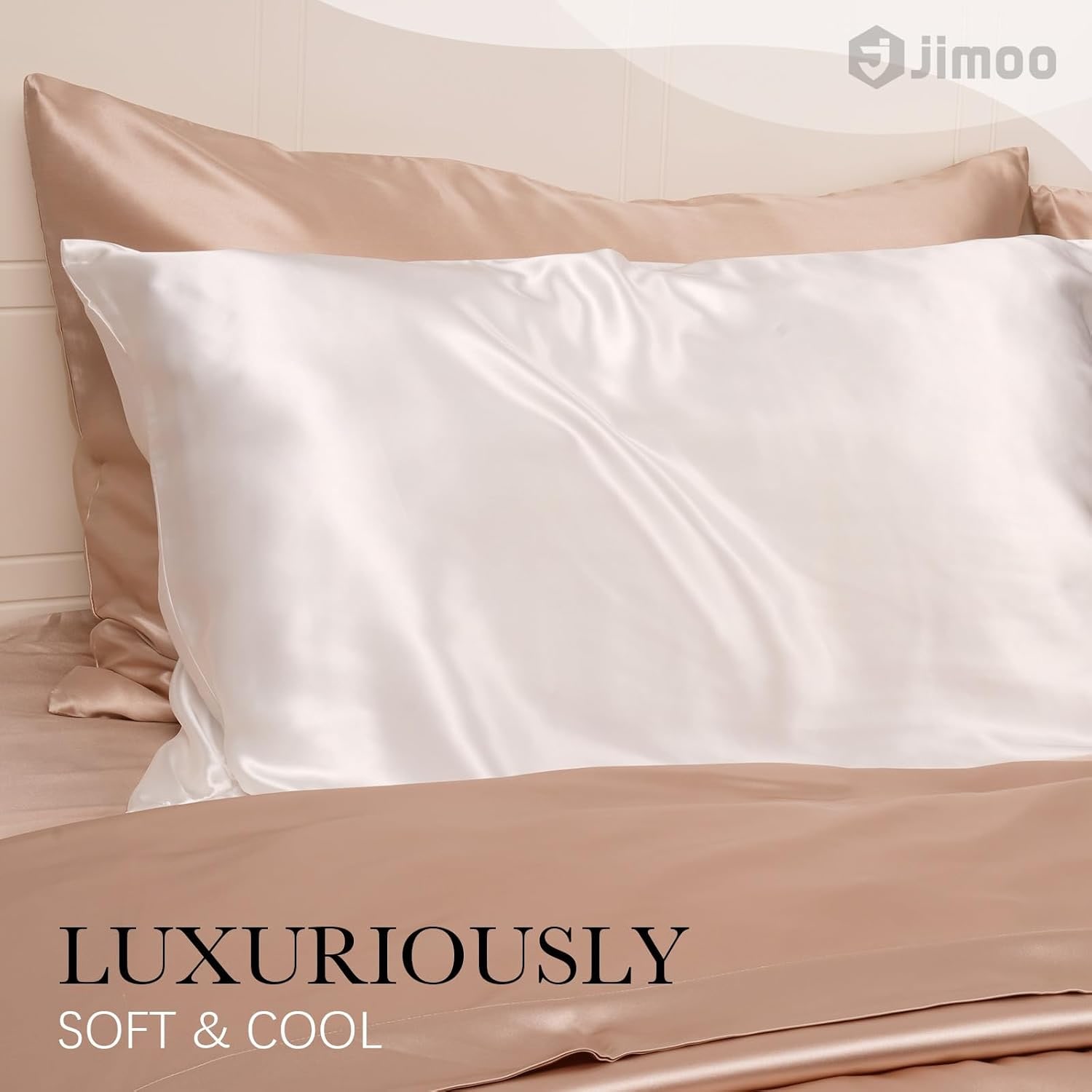 Ivory 22 Momme Mulberry Silk Pillowcases, Standard, 2 Pack: image 5