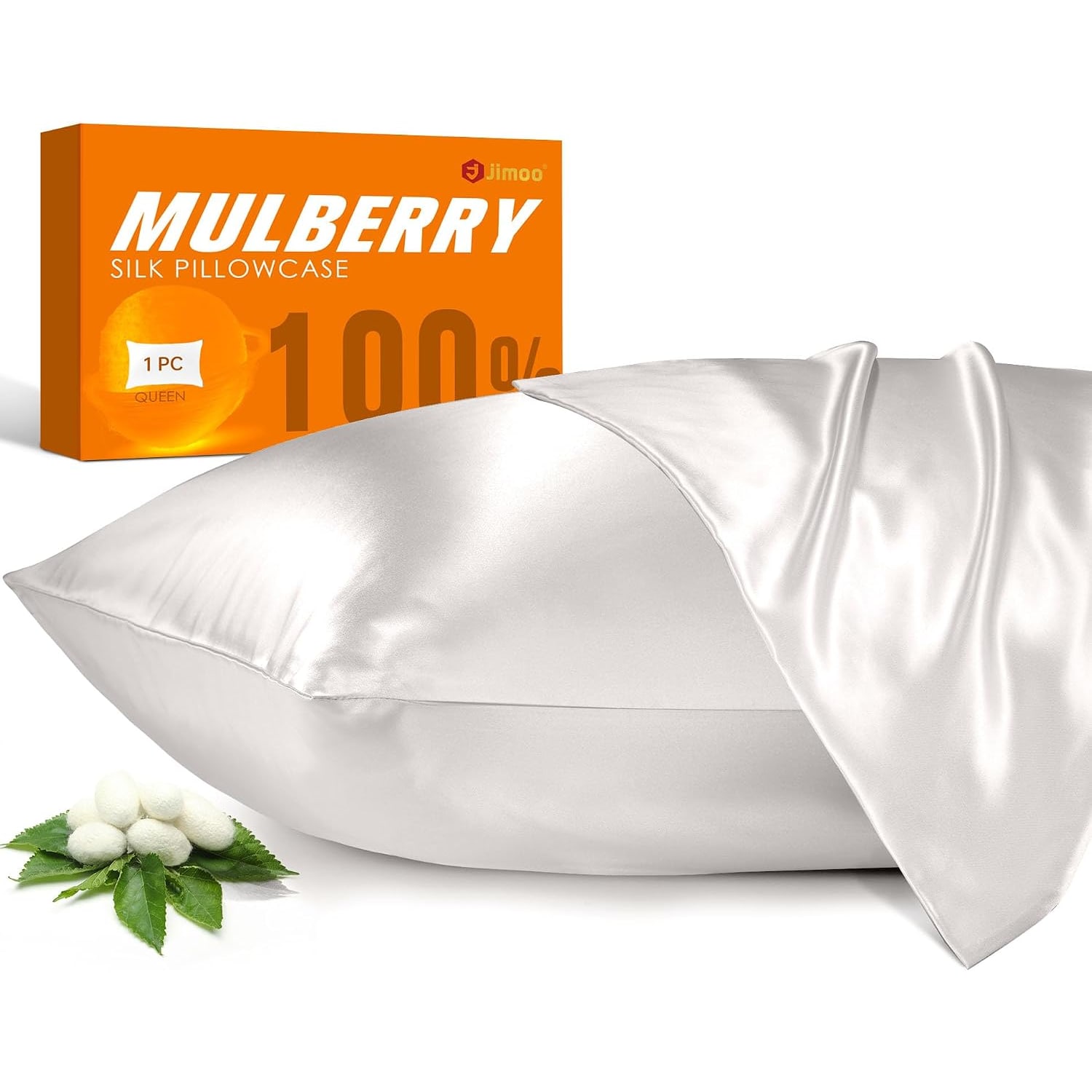 Ivory 22 Momme Mulberry Silk Pillowcases, Standard, 2 Pack