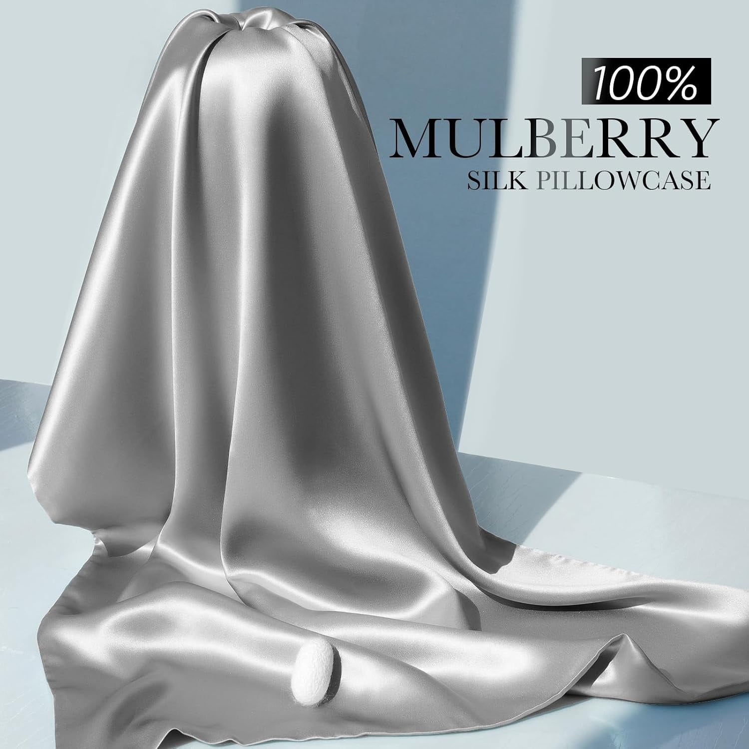 Silver Gray 22 Momme Mulberry Silk Pillowcase, Standard: image 3