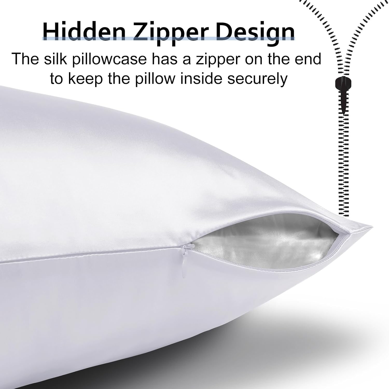 White 21 Momme Mulberry Silk Pillowcase, King Size: image 3