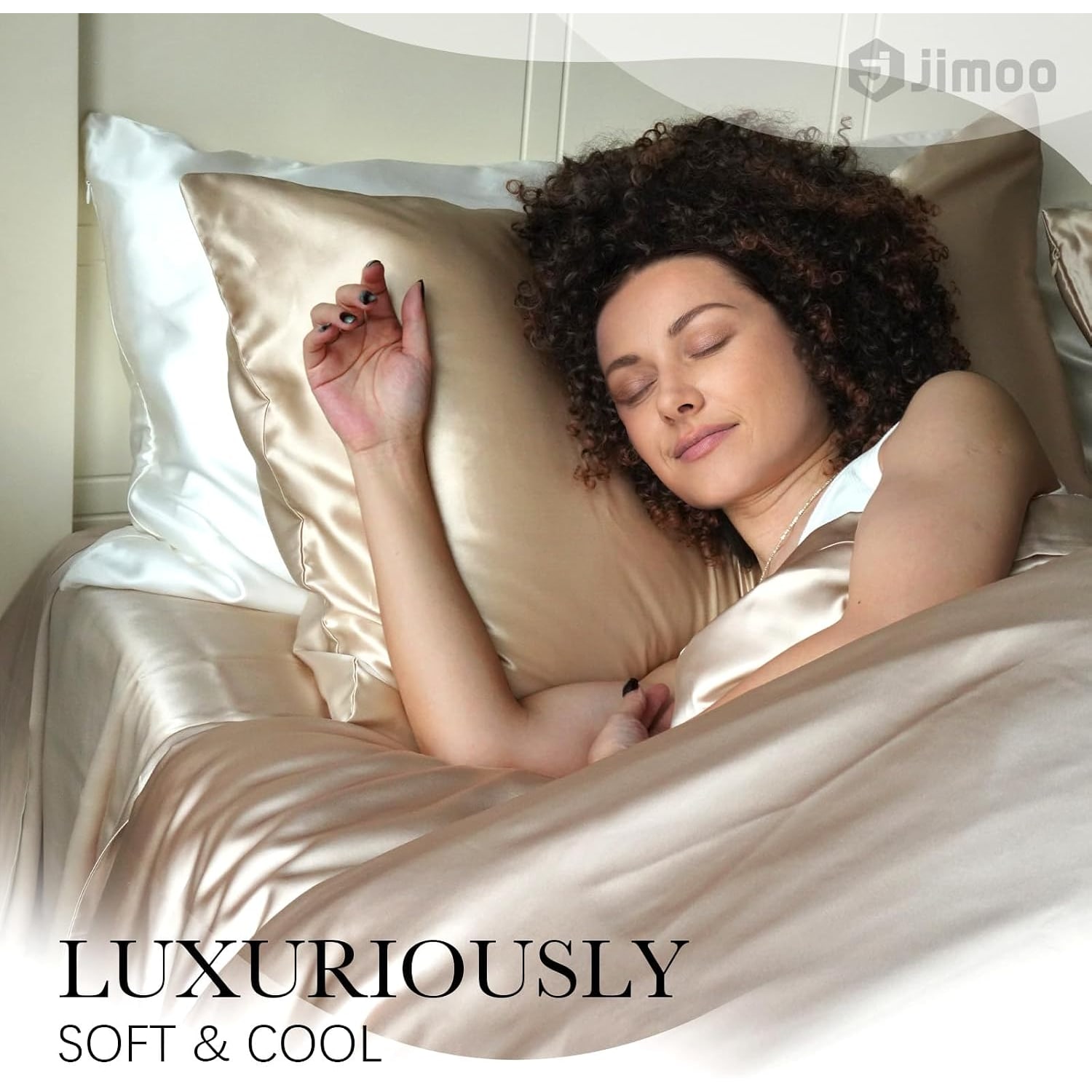 White 22 Momme Mulberry Silk Pillowcase, Queen 20" x 30": image 5