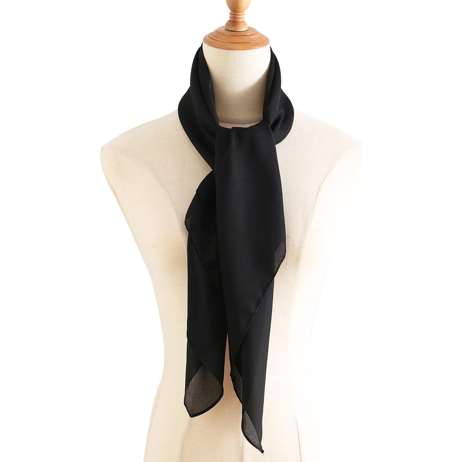 Large Square Silk Scarf 35 Inch Black