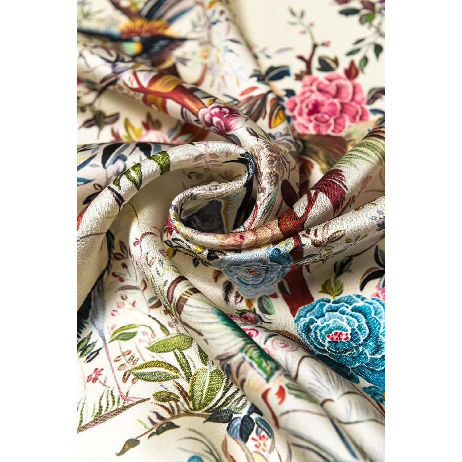 Milky White 35 Inch Square Mulberry Silk Scarf: image 8