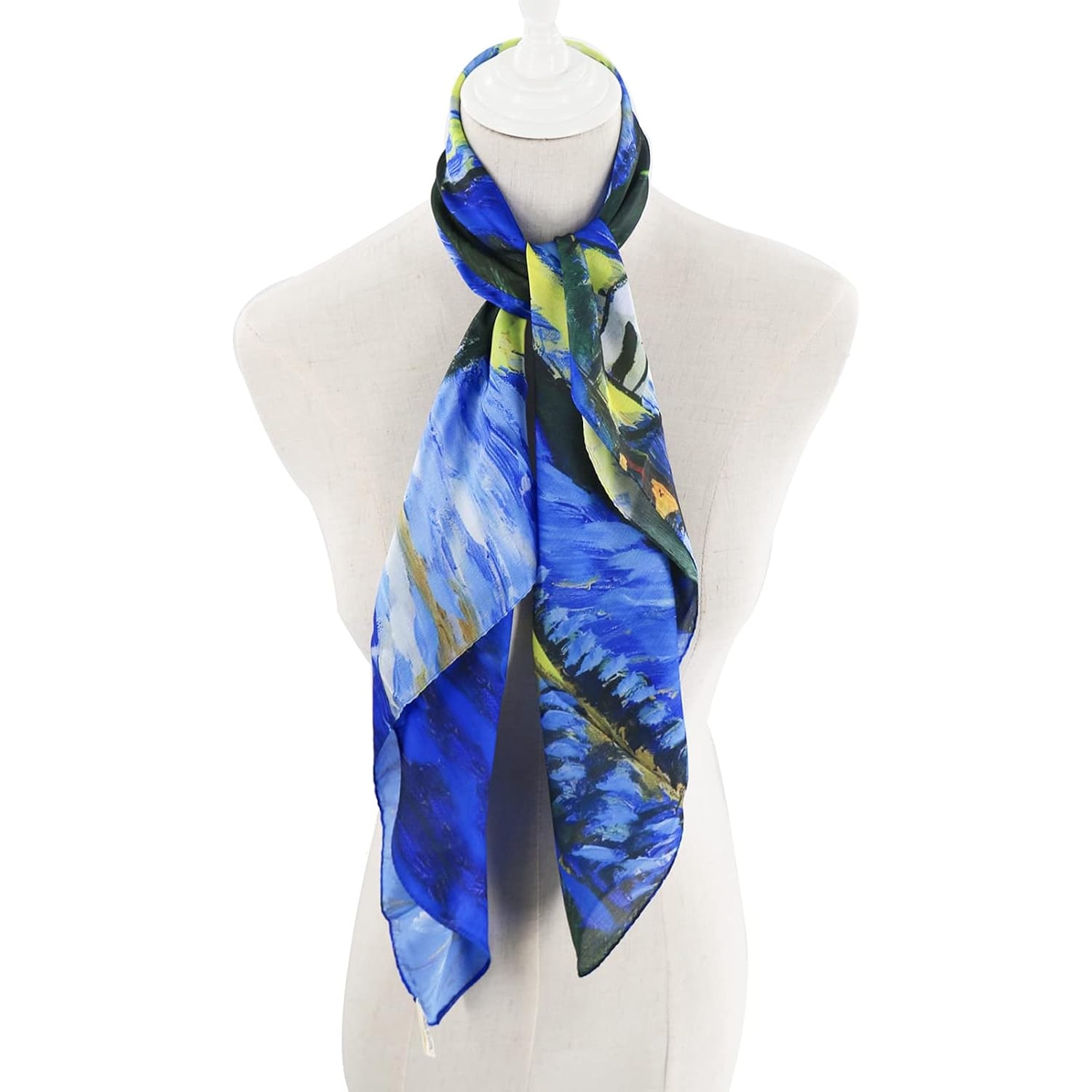 Starry Night Print 35 Inch Square Mulberry Silk Scarf: image 6