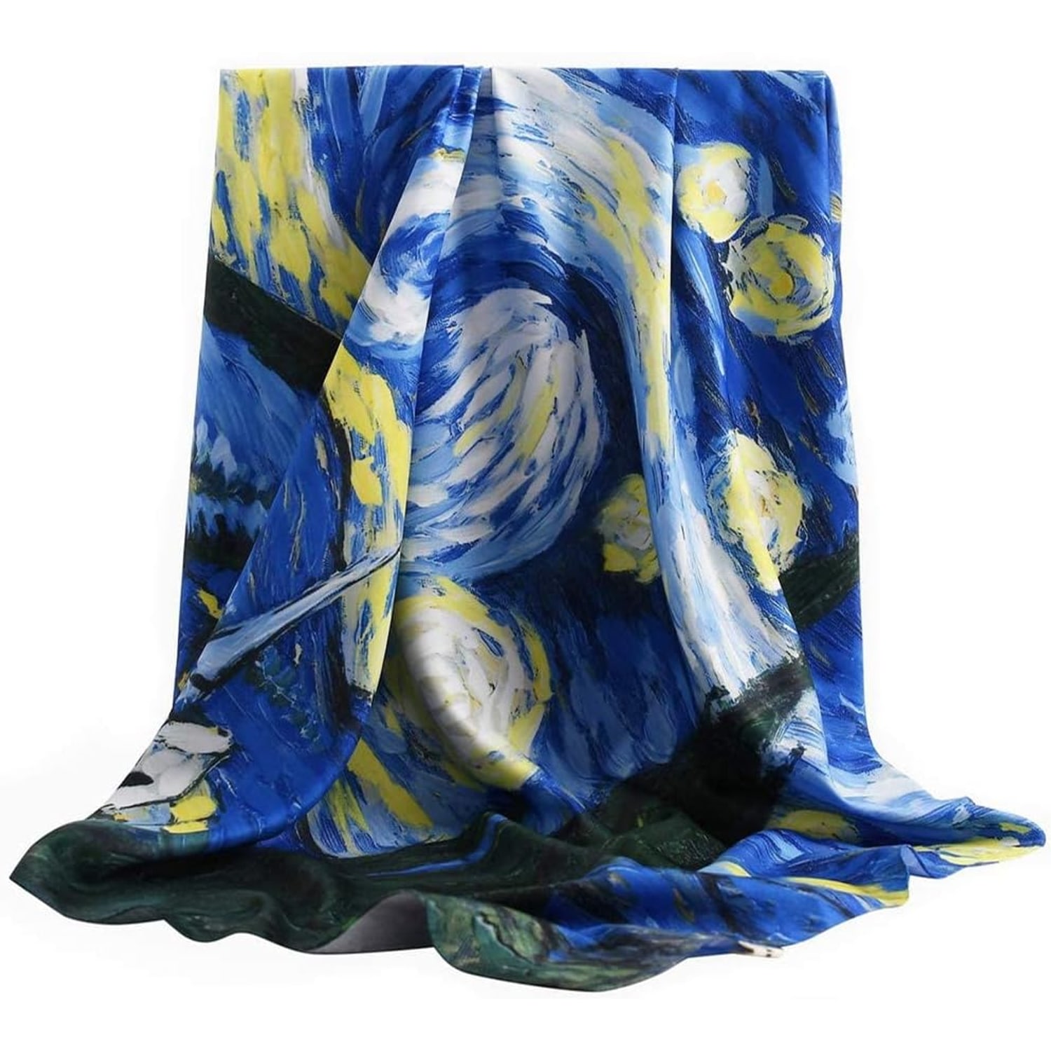 Starry Night Print 35 Inch Square Mulberry Silk Scarf