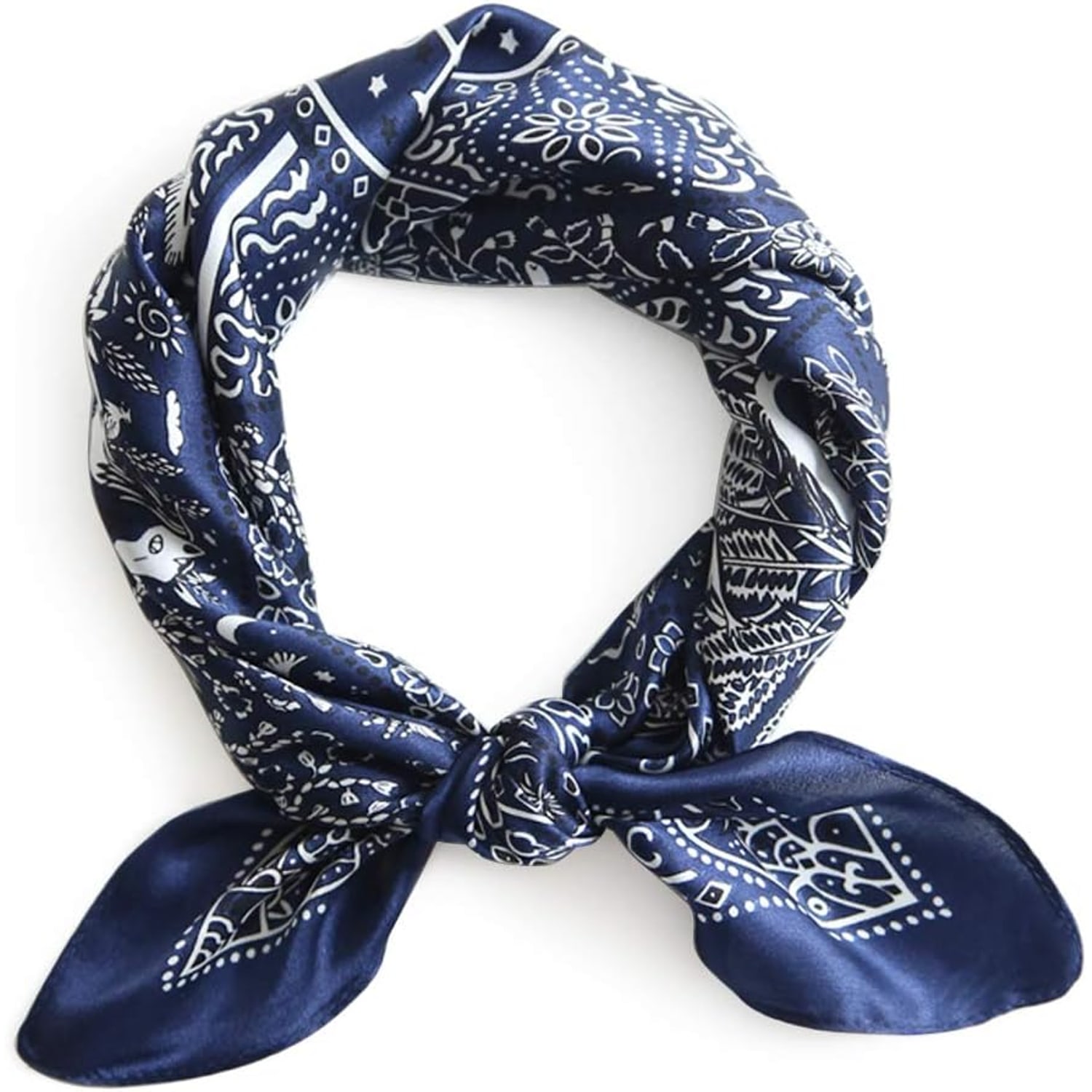 Small Square Silk Scarf 21 Inch Blue Floral