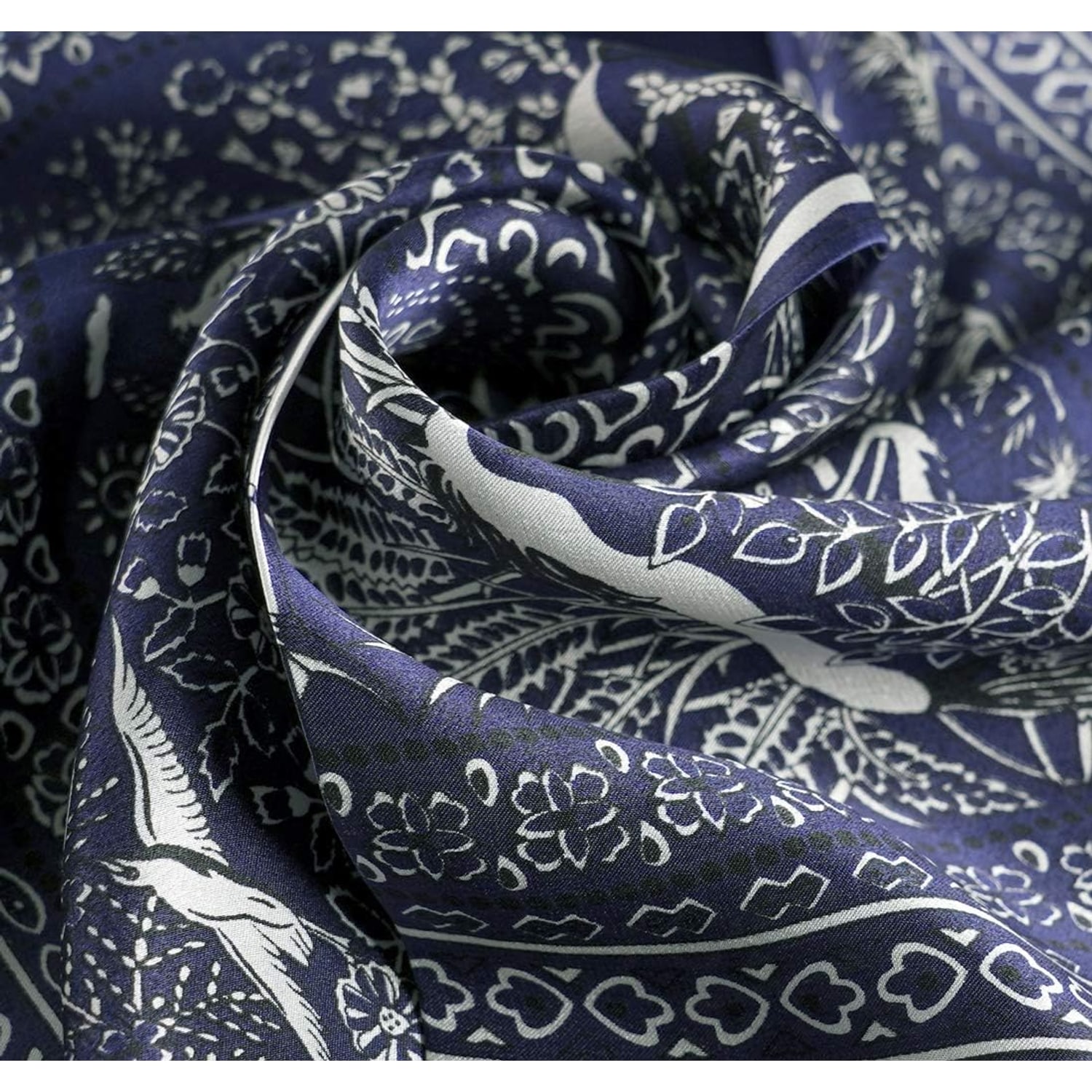Small Square Silk Scarf 21 Inch Blue Floral