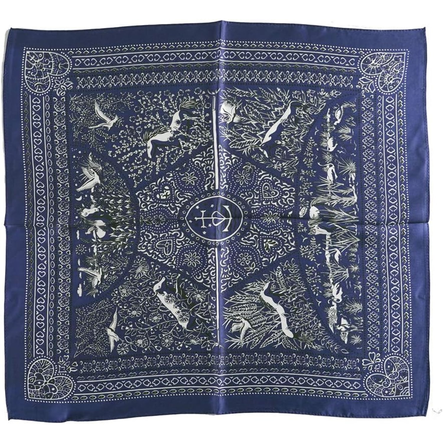 Small Square Silk Scarf 21 Inch Blue Floral