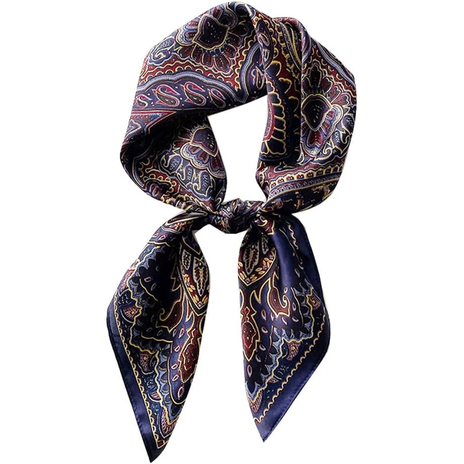Blue Paisley Square Silk Scarf, 26 Inch Mulberry Silk