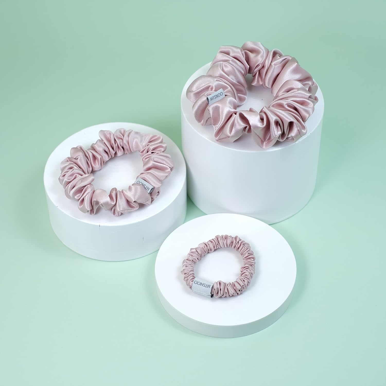 22 Momme Mini Silk Scrunchies 3 Pack, Pink: image 7