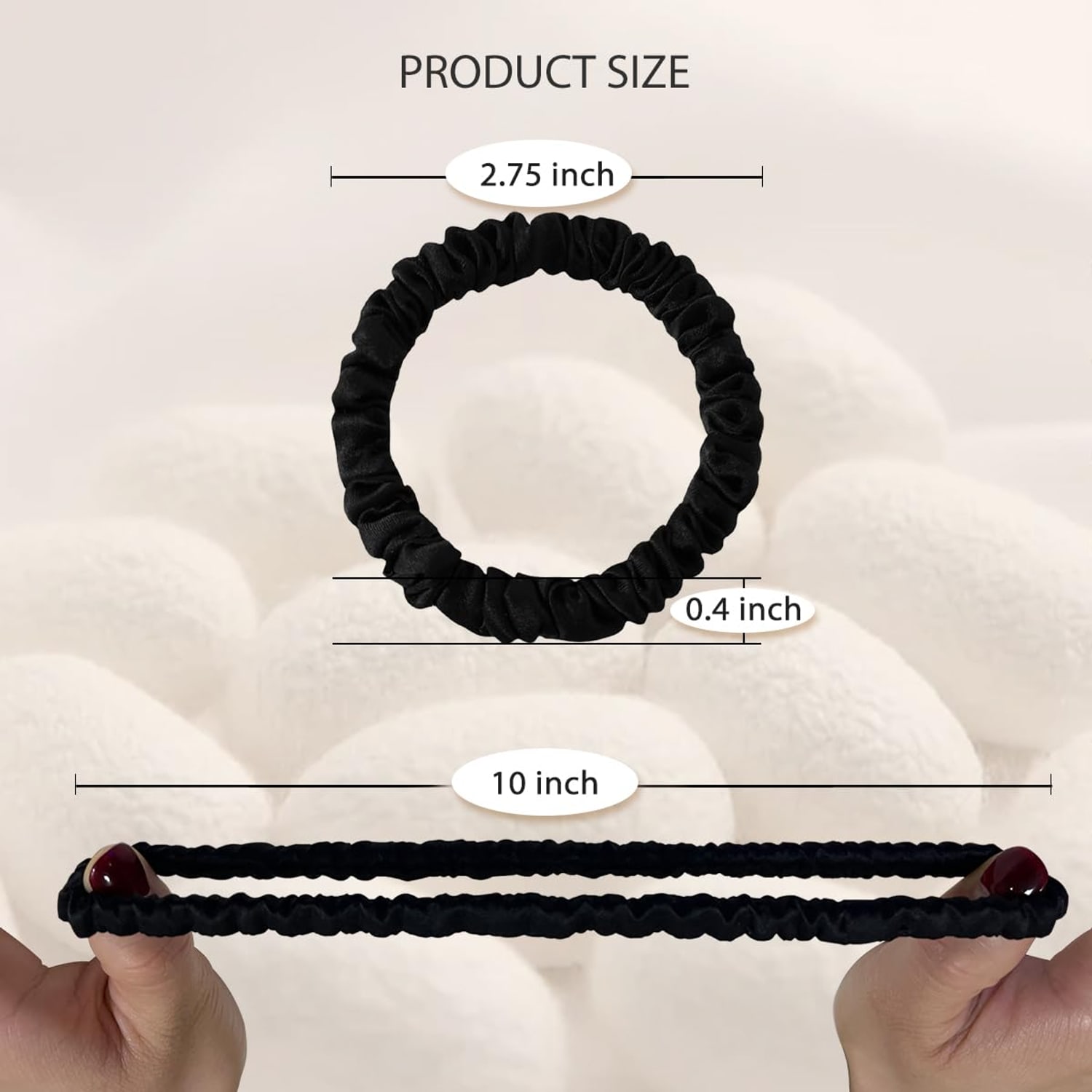 22 Momme Silk Hair Ties, 4 Pack, Black: image 4