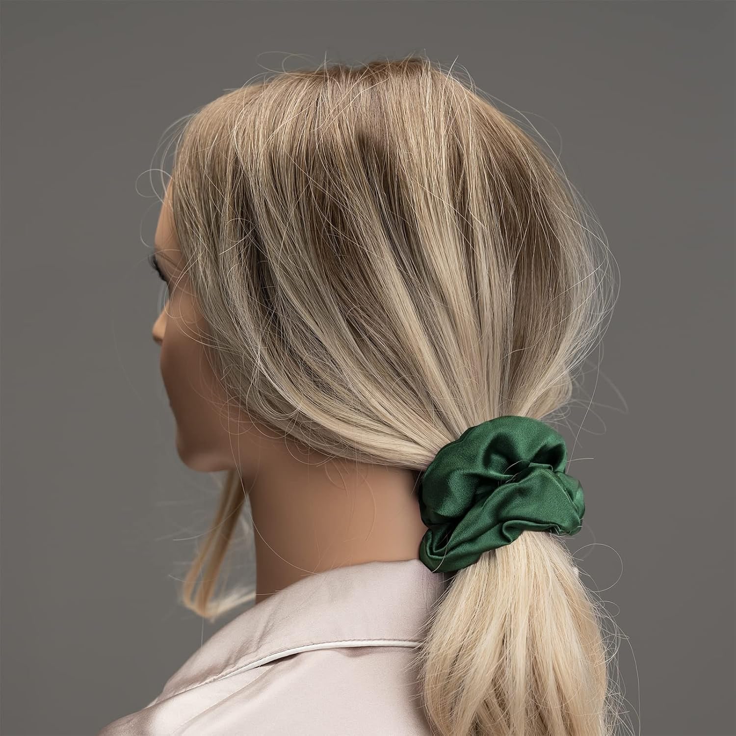 22 Momme Mulberry Silk Scrunchies 3 Pack (Black, Navy, Emerald): image 3
