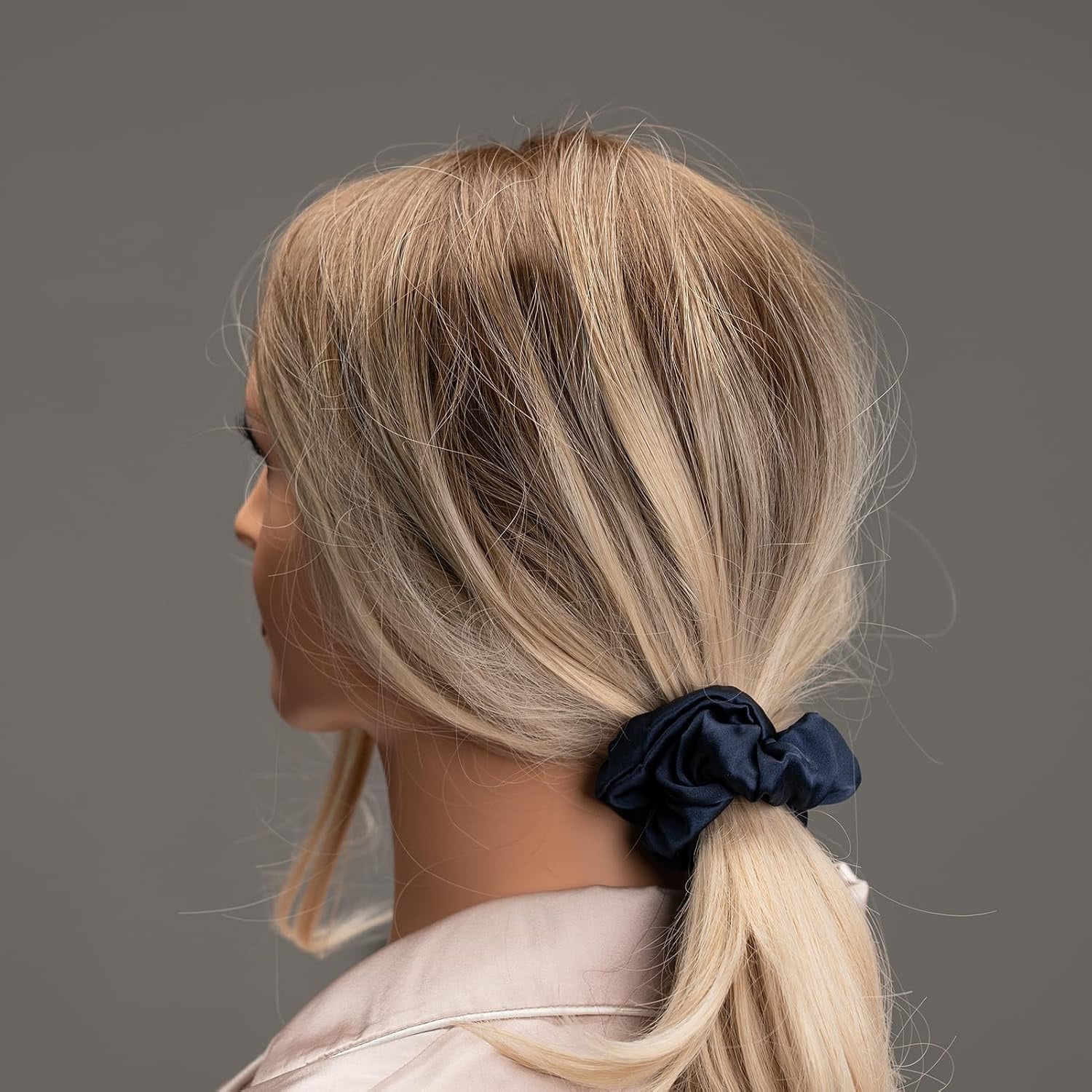 22 Momme Mulberry Silk Scrunchies 3 Pack (Black, Navy, Emerald): image 4
