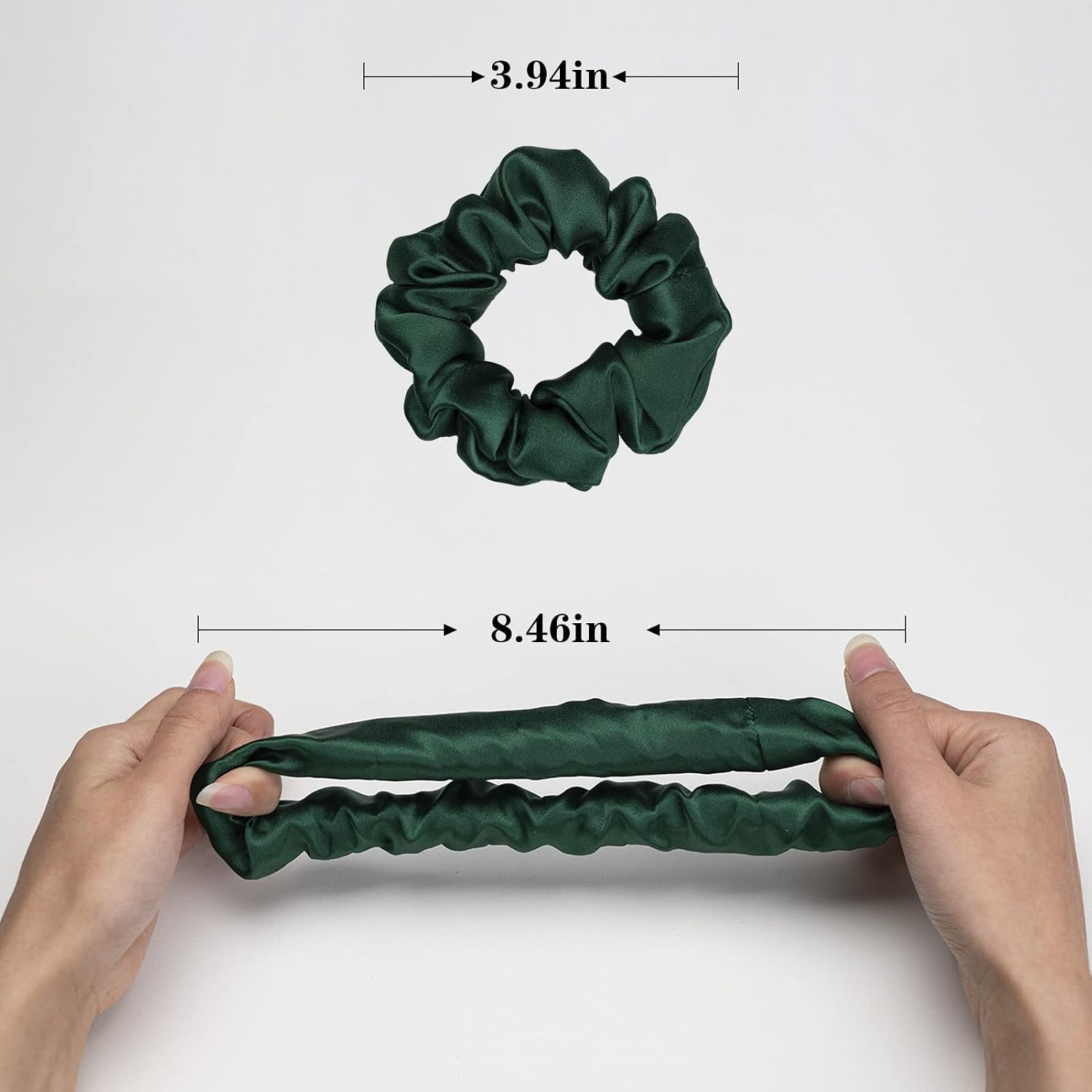 22 Momme Mulberry Silk Scrunchies 3 Pack (Black, Navy, Emerald): image 6