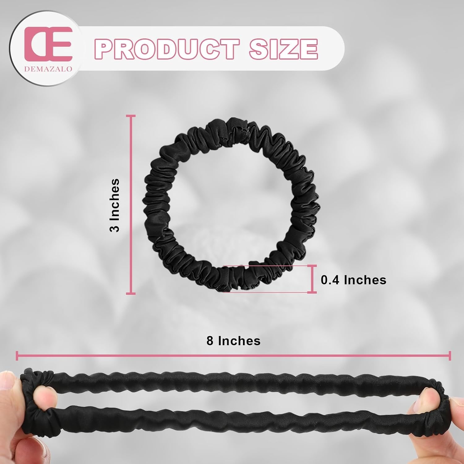 Black Mulberry Silk Hair Ties, 6 Pack: image 2