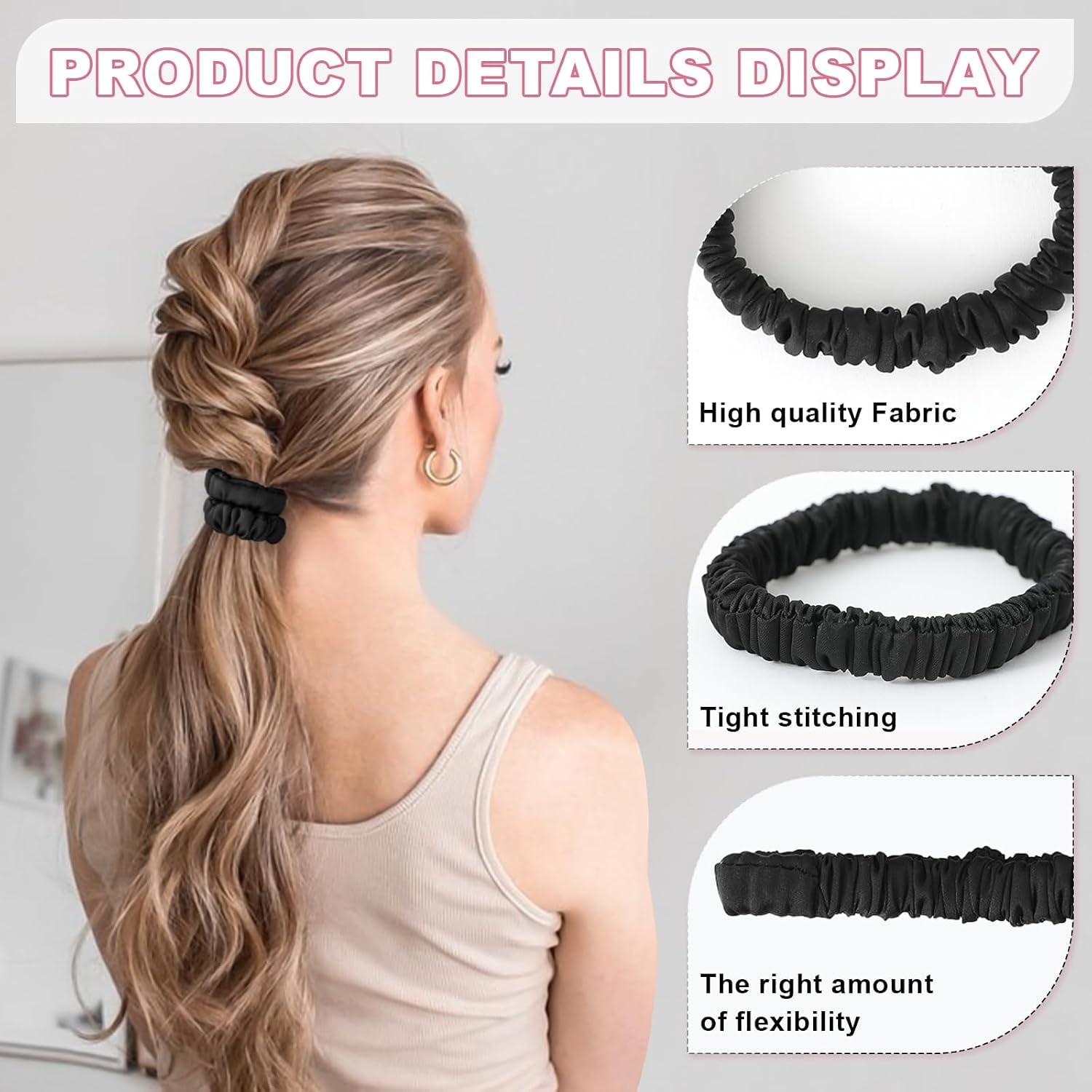 Black Mulberry Silk Hair Ties, 6 Pack: image 3