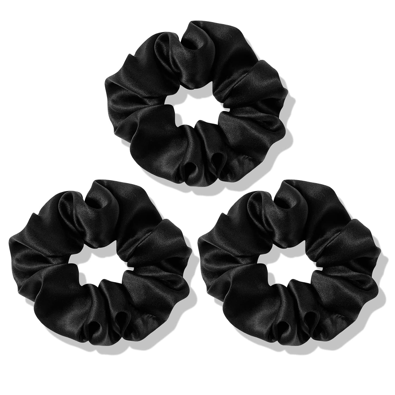 Black Mulberry Silk Scrunchies 3 Pack
