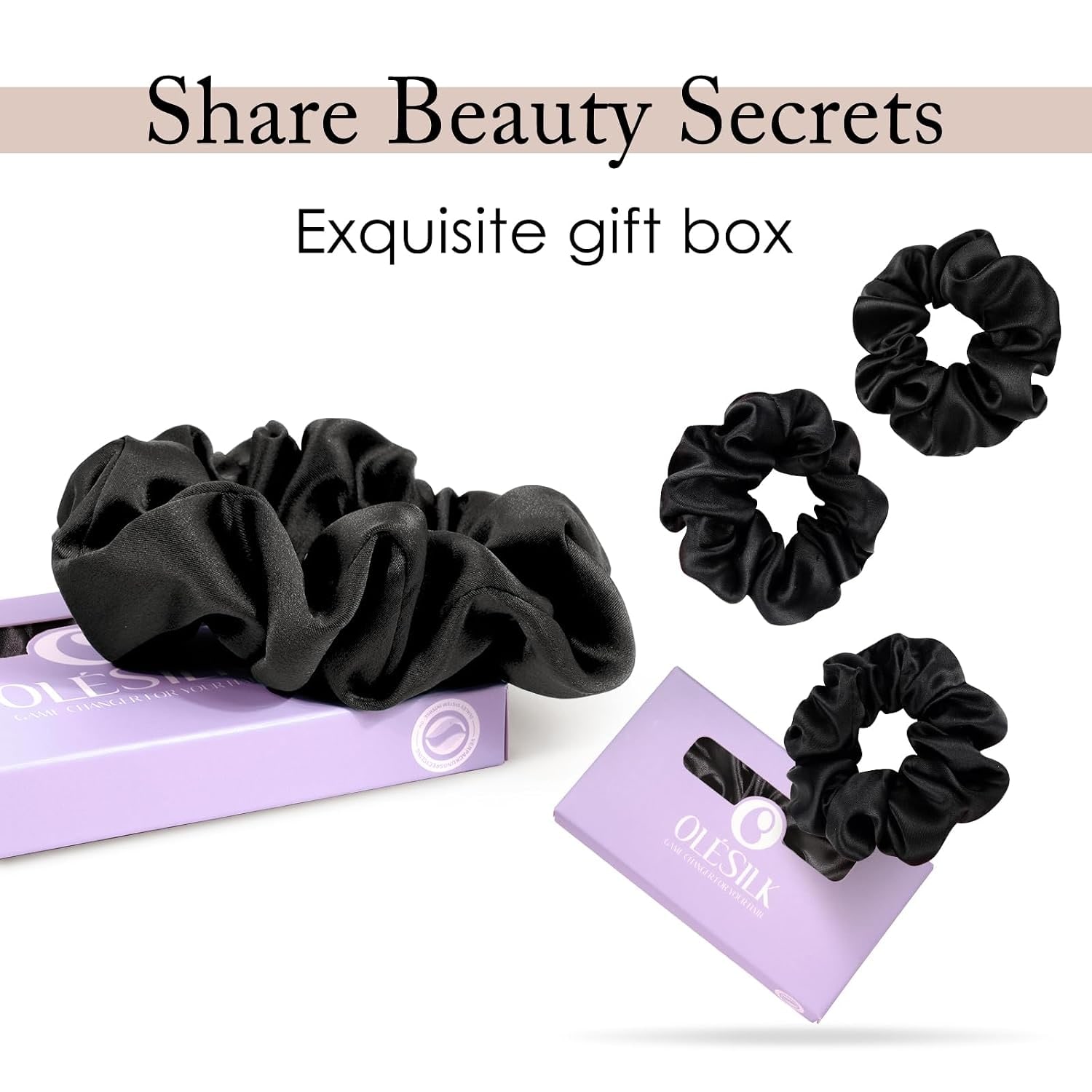 Black Mulberry Silk Scrunchies 3 Pack: image 7