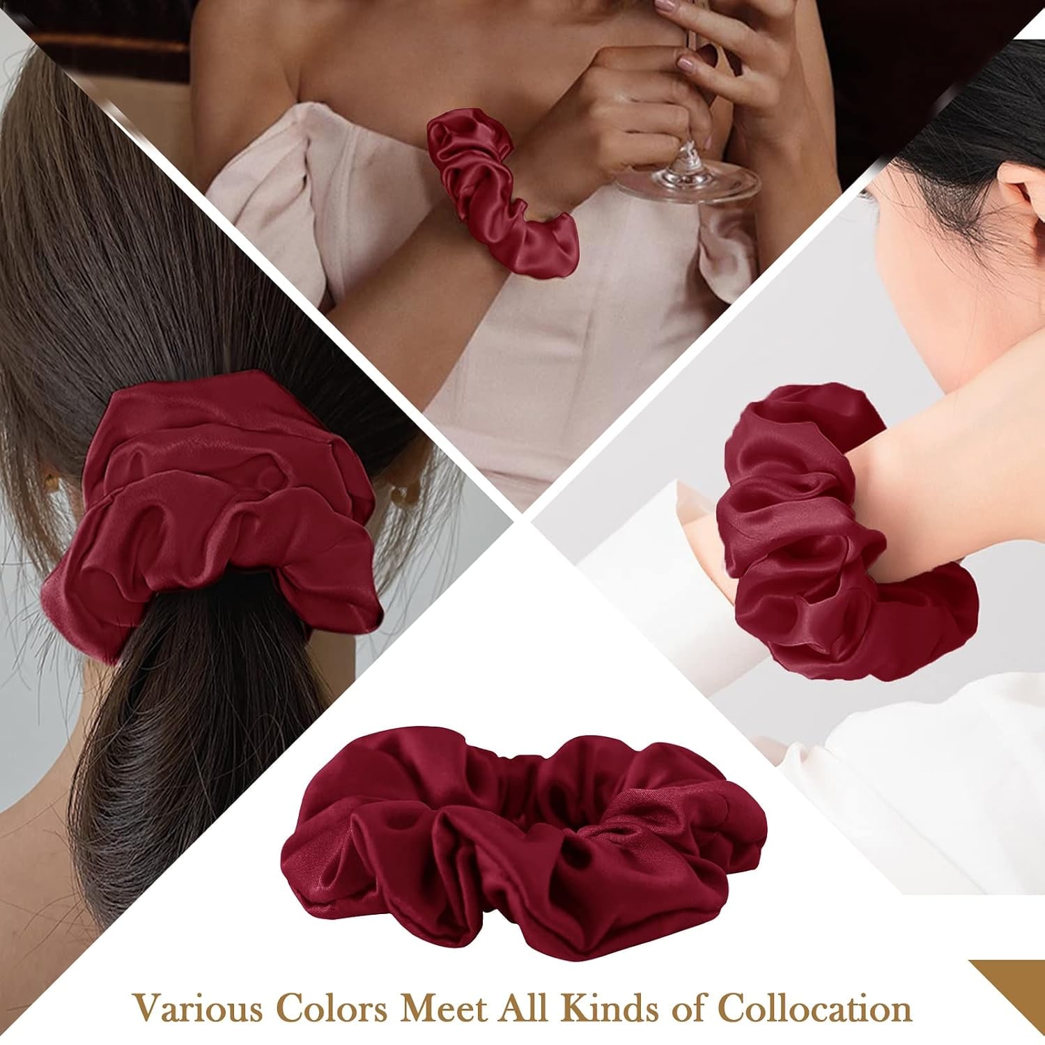 Wine Red Mulberry Silk Scrunchie