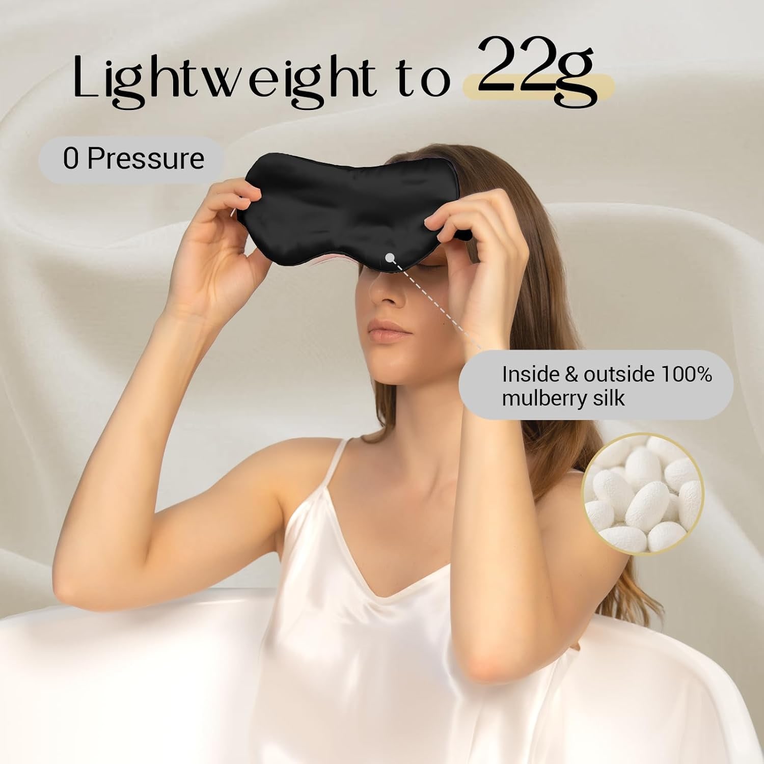 Black 22 Momme Mulberry Silk Sleep Mask: image 2