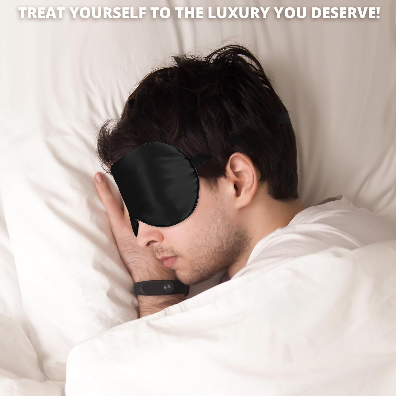 Black 22 Momme Mulberry Silk Sleep Mask with Adjustable Strap