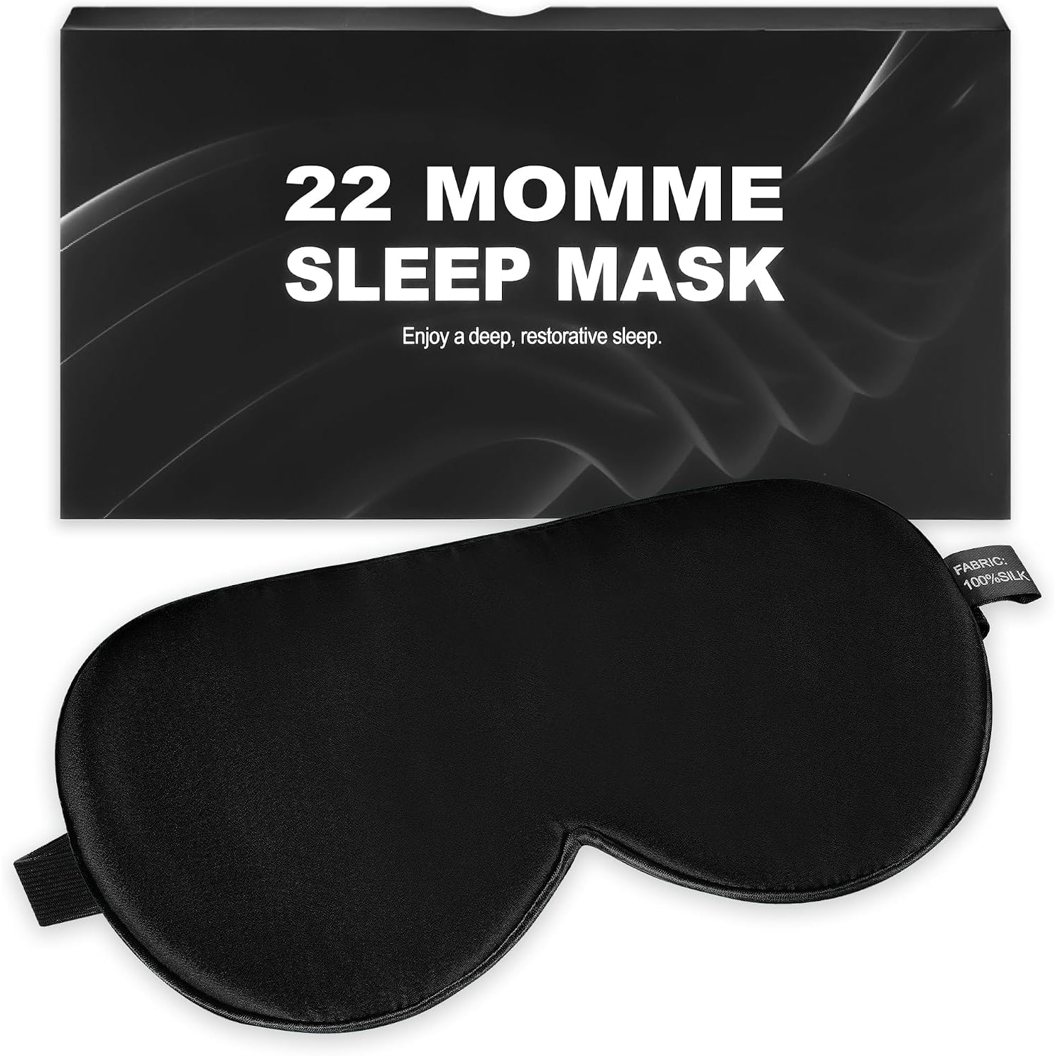 Black 22 Momme Mulberry Silk Sleep Mask with Adjustable Strap