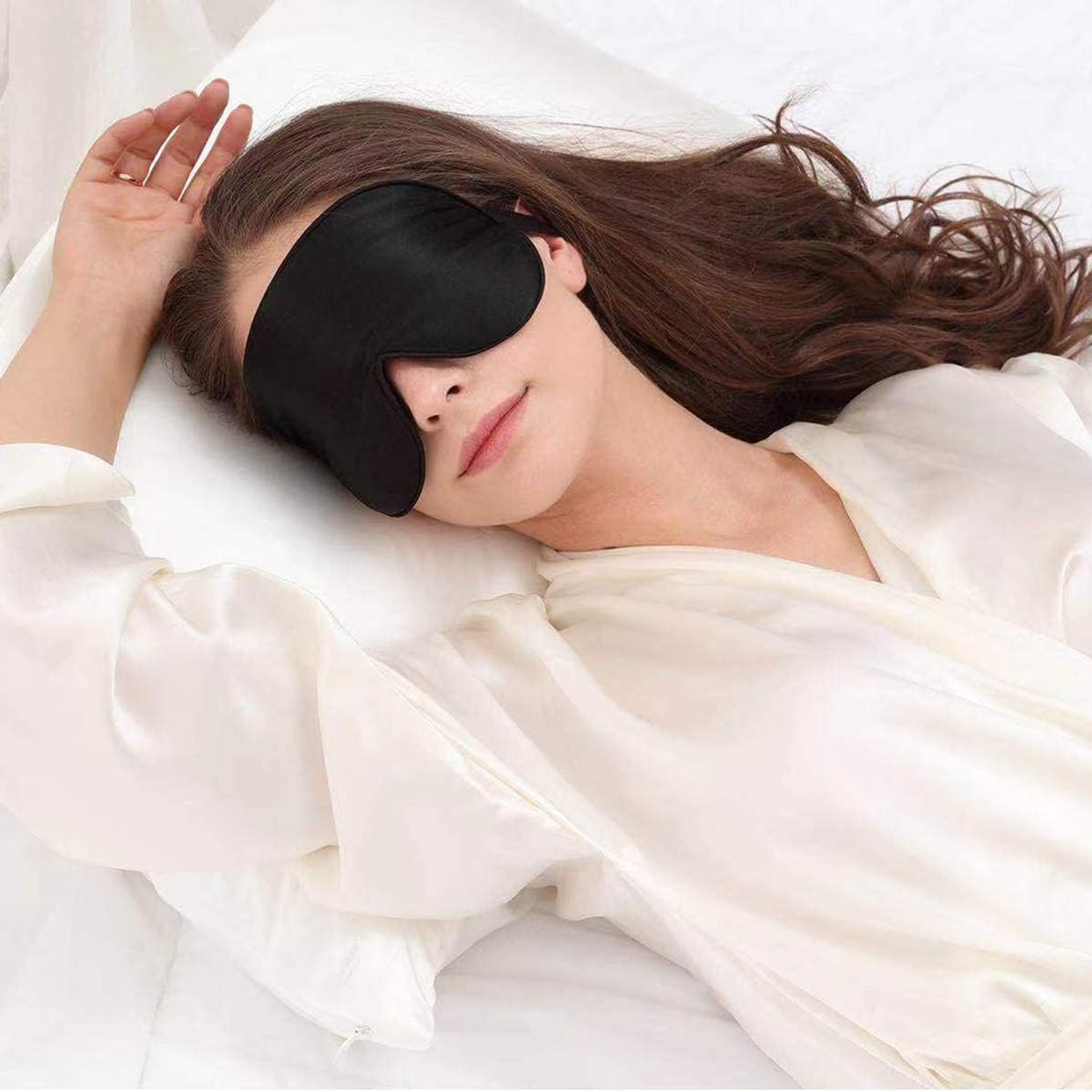 Black Silk Sleep Mask with Cotton Filling: image 5