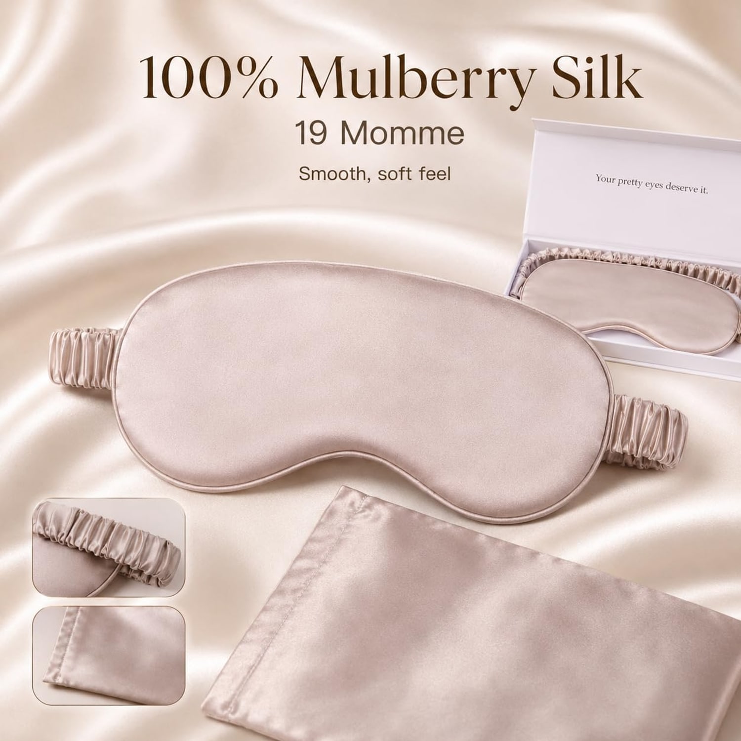Caramel 19 Momme Mulberry Silk Sleep Mask: image 2
