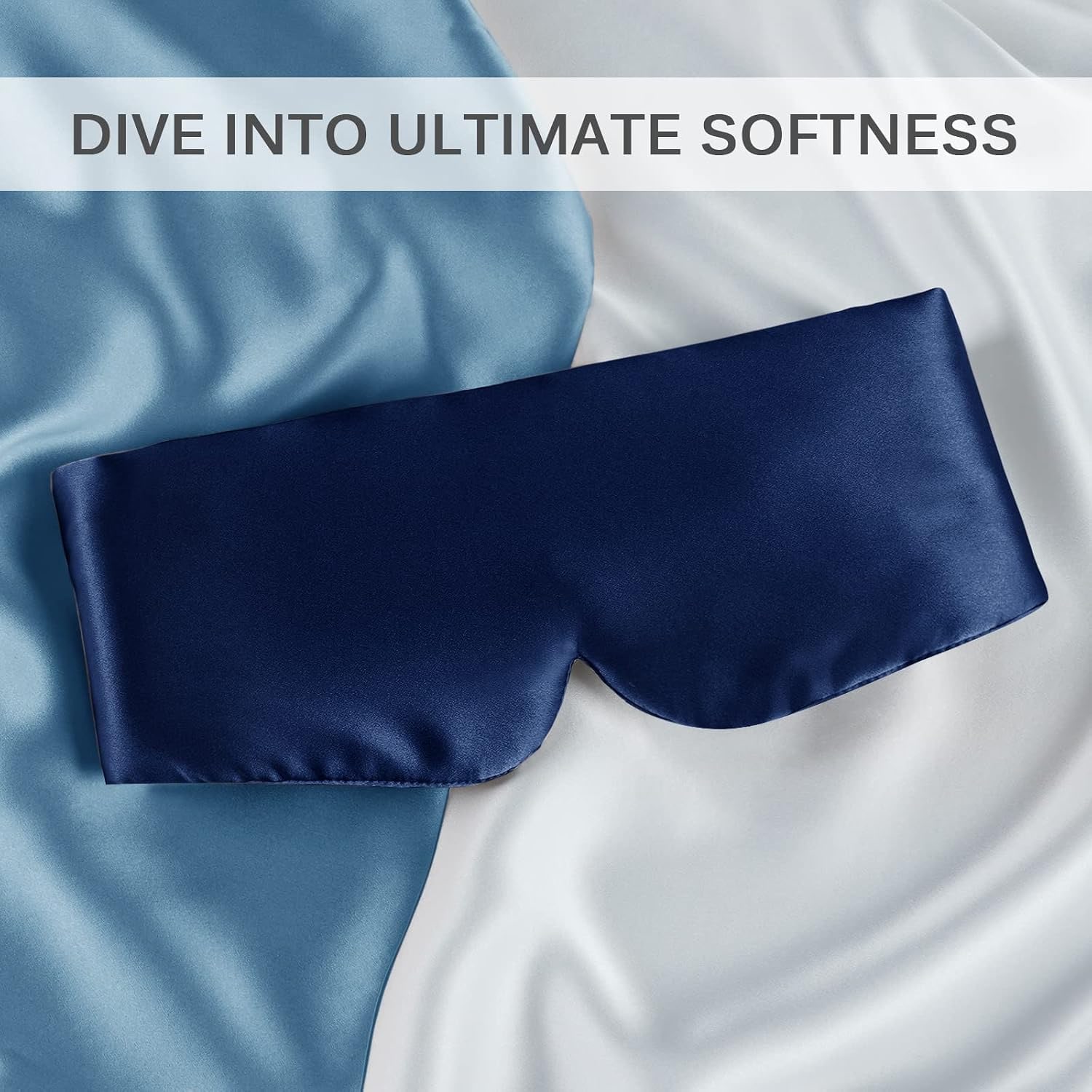 Dark Blue Silk Sleep Mask with Ear Band: image 6