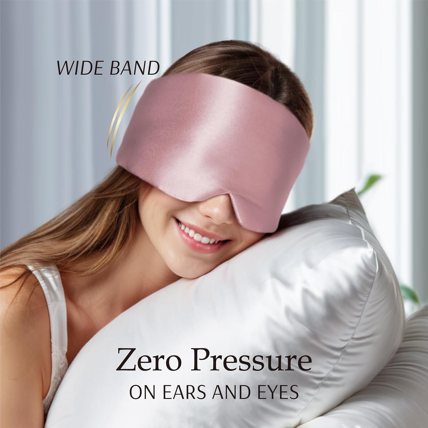 Light Plum Silk Sleep Mask with Ear Band: image 4
