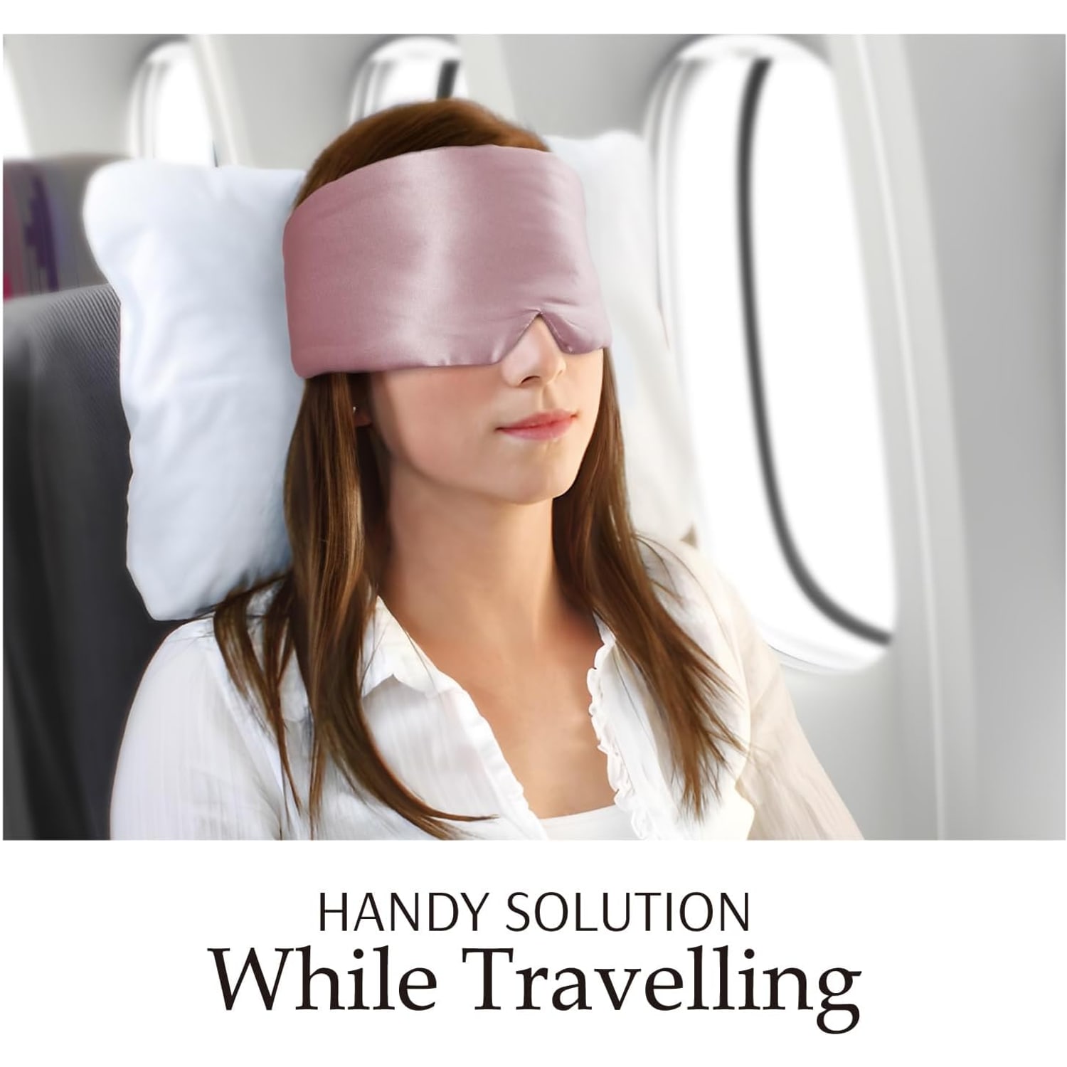 Light Plum Silk Sleep Mask with Ear Band: image 5