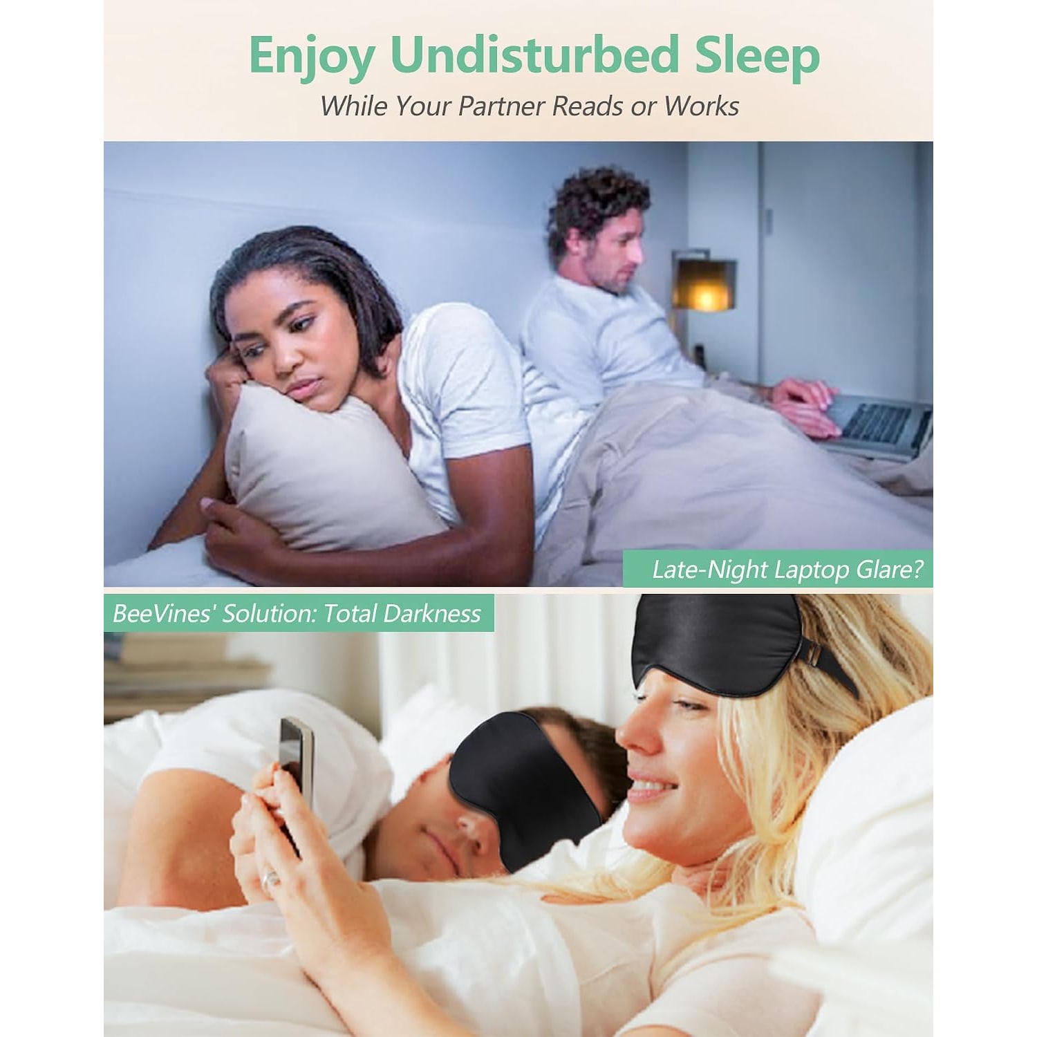 Mulberry Silk Sleep Masks 2 Pack in Black: image 4