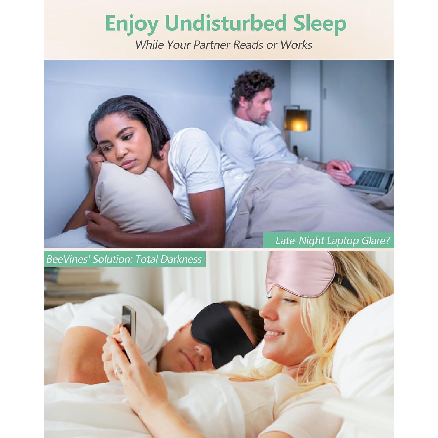 Mulberry Silk Sleep Masks 2 Pack, Pink and Black: image 4